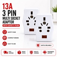 3 Pin Multi Socket Adaptor with Fuse Universal Plug 13A UK Type Multi Plug Extension Adapter Power S