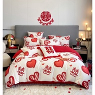 Ready to Ship Red Color Marriage Bedsheet Set Red Color Bedsheet Fitted Sheet Set Single/queen/king Cadar Duvet Cover Chinese Wedding