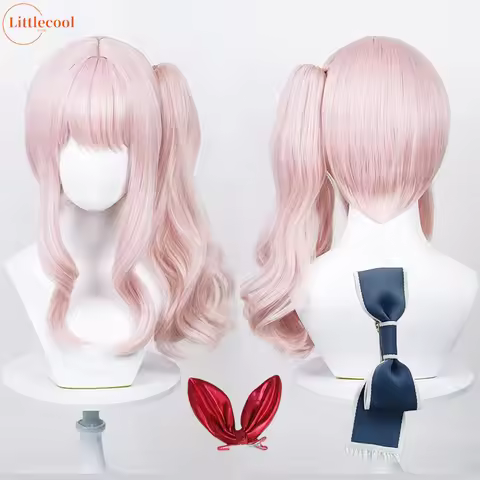 High Quality Anime Akiyama Mizuki Cosplay Wig 45cm Long Pink Curly Scalp Wigs Heat Resistant Synthet