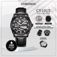jam tangan automatic pria kulit original chronox cx1015 automatic - full black