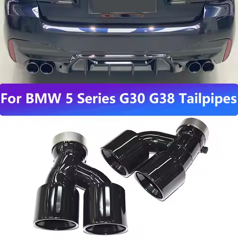 For 2019-2023 BMW 5 Series G30 G31 Exhaust Pipe Modified Carbon Fiber Black Quad Muffler Tip Exhaust