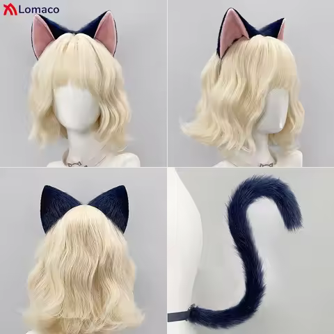 Plush Cat Ears Tail Fursuit Shugo Chara Tsukiyomi Ikuto Cosplay Accessories Women Party Role Playing