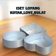 1 set of 3 types of round square love pans 16cm, 14cm, 12cm galvalum material