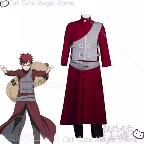 Anime Cosplay Sabaku No Gaara Costume Ninja Hokage Kazekage Clothing Wigs For Adult Coat Vest Pants 