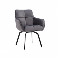 [特價]E-home Chris克里斯絨布扶手旋轉休閒餐椅-四色可選灰色