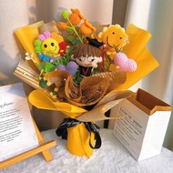 客製化禮物 情人節禮盒 手工鉤針畢業花束-戴帽子和眼鏡的畢業