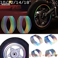 WATTLE 10/12/14/18" PVC Laser Decals Car Wheel Rim Tape Sticker Reflective  16 Strips Body Motorcycle