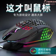 X801遊戲滑鼠無線線RGB桌上型電腦筆記本宏編程電競洞洞滑鼠8000DPI