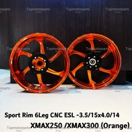Sport Rim 6Leg CNC ESL XMAX250 /XMAX300 3.5/15x4.0/14 Orange /Lake Blue