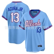 Same Day DeliveryLight Blue Atlanta Warriors Baseball Uniform Braves Jersey No. 13 Acuna jr Jersey