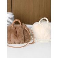 Furry Messenger Small Bag Female Plush Handbag Spring High-End Furry Furry Pleated Cloud Bag