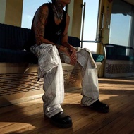 ️ Uncledonjm Heavyweight Industry Denim Yk2 Baggy Jeans Dirty Fit Wide Leg