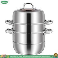 【24 hours Flash Delivery】11 นิ้ว 3 ระดับสแตนเลสสตีลพร้อมฝาและด้ามจับหม้อหม้อหม้อหม้อหม้ออาหารหนา ๆ