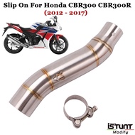 Slip On Motorcycle Exhaust Muffler Escape Modified Middle Link Pipe Connect 51MM Muffler For Honda CBR300 CBR300R 2012 -