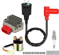 Rancher 350 ATV Regulator Rectifier Relay Ignition Coil Spark Plug Kit Compatible with TRX350TM TRX3
