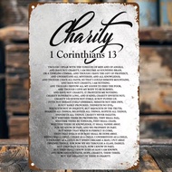 CIFbuy Vintage Inspired Aluminum Wall Art 1 Corinthians 13 Scripture Metal Plaque for Home Porch Gar