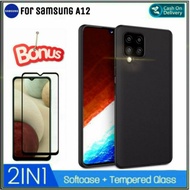 Case Samsung A12 SoftCase Casing Cover Free Tempered Glass Galaxy A 12