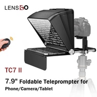 LENSGO TC7 II Portable Teleprompter 7.9 inch Foldable Phone/ Tablet Prompter Reader for Phones Camer
