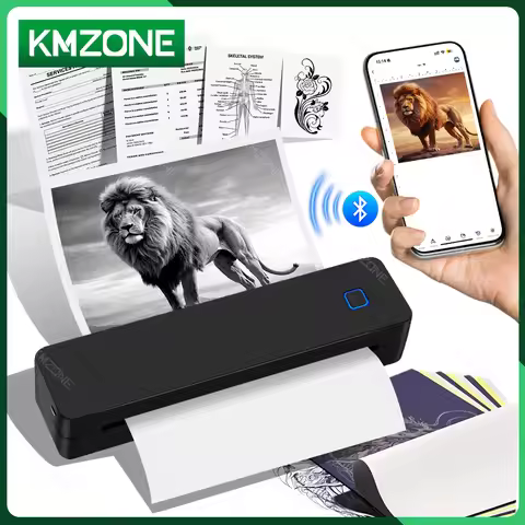 A4 Mini Bluetooth Thermal Printer Wireless Inkless Mobile Travel Maker A4 Fold Papers Compatible wit