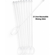 10PCS 21.5cm Reuseable Plastic Mixing Stick Transparent Spoon Coffee Spoon Plastic Drink Stirrers Pl