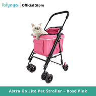 Ibiyaya Astro Go Lite Pet Stroller – Rose Pink รถเข็นสุนัข แบบ4ล้อ รับน้ำหนักได้ 8 Kg.