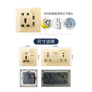 【Tempered Glass】1/2/3/4 Group 1 Way/2 Way Switch 13A Universal Socket A+C Socket, 3/5 Pin Plug Power