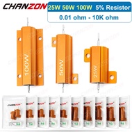 2Pcs 25W 50W 10W Wirewound Aluminum Resistor High Power Resistance 0.01 0.5 1 2 3 4 5 6 8 10 16 20 2