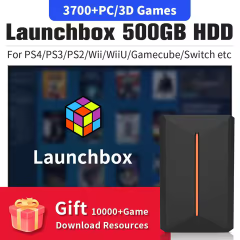 Launchbox 500G Portable Game Hard Drive Hyper Base Lbox Gaming HDD with 3700 PC/3D Game for PS4/PS3/