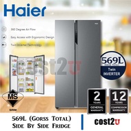 Haier 569L Side by Side Refrigerator with Twin Inverter | HSR3918FNPG (Fridge,Peti Ais,Peti Sejuk,电冰箱)