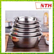 BỘ 5 THAU RỔ INOX NHÀ BẾP