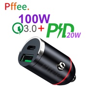 Pffee 100W Super charge + PD 20W Quick Charger 3.0 USB C Car Charger