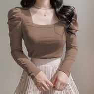 KA5 French court style bubble long-sleeved bottoming knitted sweater spring and summer temperament s