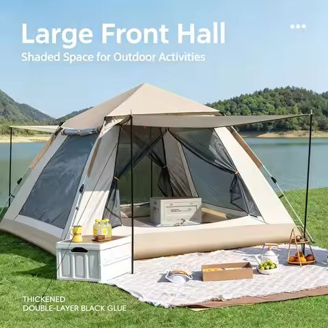 3-4 Person Outdoor Camping Tent One-Touch Camping Tent Quick Automatic Opening Beach Tent Family Tra