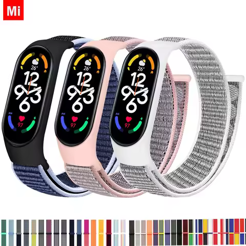 Watchbands For xiaomi mi band 6 7 NFC smart watch Sport Wrist Miband Nylon loop pulsera Bracelet cor