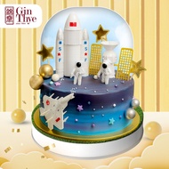 [Gin Thye] Astronauts Rocket Ship Outer Space Birthday Cake | 5/ 7 Inch  [Fresh Baked]