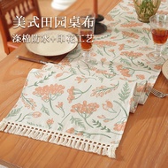 Tea Tablecloth Long Strip Table Runner American Style Waterproof Oilproof New Year Table Decoration 