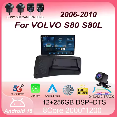 Android 15 Carplay Auto For VOLVO S80 S80L 2006 2007 2008 2009 2010 GPS Autoradio Multimedia Player 