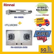 FUJIOH X RINNAI COMBO [FH-GS5520SVSS Fujioh S/S Cooker Hob GS5520 5520 5520SVSS &RH-90ERI Rinnai Sli