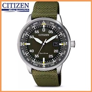 Original 100% Citizen Men's Watch Simple Green Canvas Strap Night Light Kinetic Watch BM8180-03E Jam