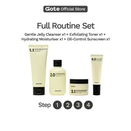 Gote Full Routine Set - Cleanser + Toner + Moisturiser + Sunscreen |  Pencuci Muka | Krim Muka | Kor