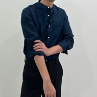 era-won Premium Quality เสื้อเชิ้ต ทรงปกติ Dress Shirt (คอจีน) แขนยาว สี Navy (รุ่นใหม่)