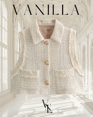VanillaStudio : Golden Cream Knit Vest เสื้อกั๊กถักทองครีม