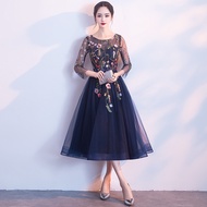 【jw】✌❈✒  O-Neck Evening Gowns Womens Mid-Calf Banquet Qipao Wedding Cheongsam Vestido XS-XXXL