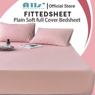 Alls' Wonderland Plain Fitted Sheet Green/Blue Pink Solid Color Bedsheet With Garter Soft Single/Queen/King Mattress Protector
