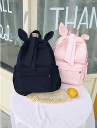 韓國 可愛兔耳朵後背包 防水 大容量 黑色 粉色 黃色 灰色 後背包 書包 姊妹 閨蜜 2020春