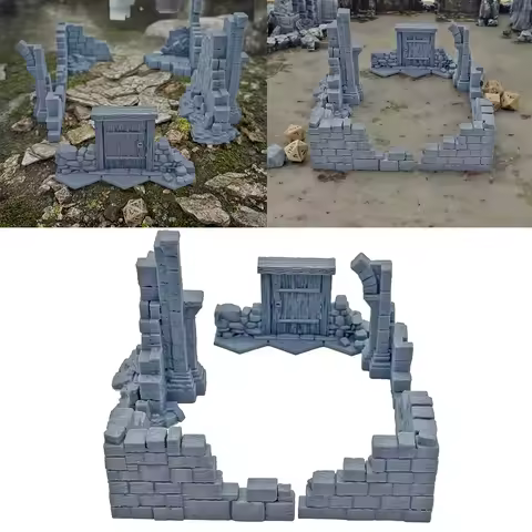 Gothic Church Ruin Chapel Ruins Set for DND Wargaming Terrain Scenery Building Unpainted Miniature B