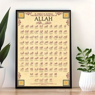 99 Names of Allah Islamic Canvas Poster - Unframed Religious Art for Home & Office Decor, Perfect fo