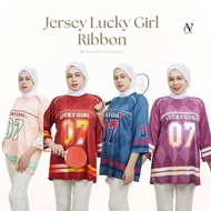 Amiably Jersey LUCKY GIRL RIBBON Tidak perlu digosok kain memeri sejuk selesa dipakai harian