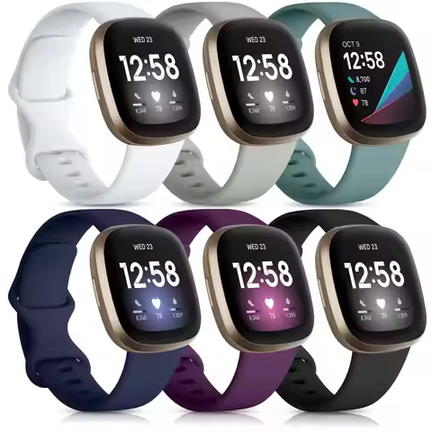 Jialiang Soft TPU Sport Strap Strap Bands for Fitbit Sense/Versa 3 / Versa 4 / Sense 2 Replacement W