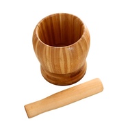 Deal cheapest Mortar and Pestle Set Big Manual Bamboo Garlic Spices Large Mortar Pestle Pepper Mince
